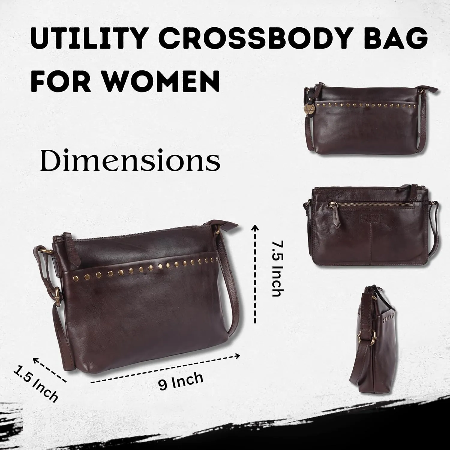 Genuine Italian Leather Boho Studded Crossbody Shoulder Bag - Stylish, Durable, & Perfect for Everyday Use for women