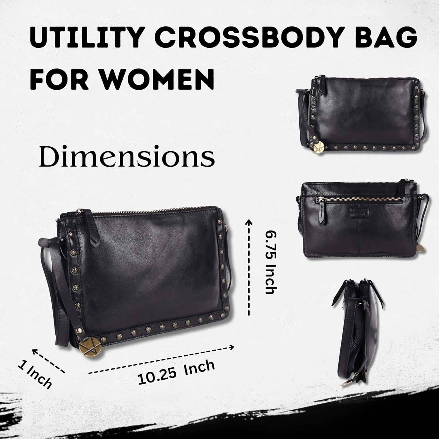 Genuine Italian Leather Boho Studded Crossbody Shoulder Bag - Stylish, Durable, & Perfect for Everyday Use for women