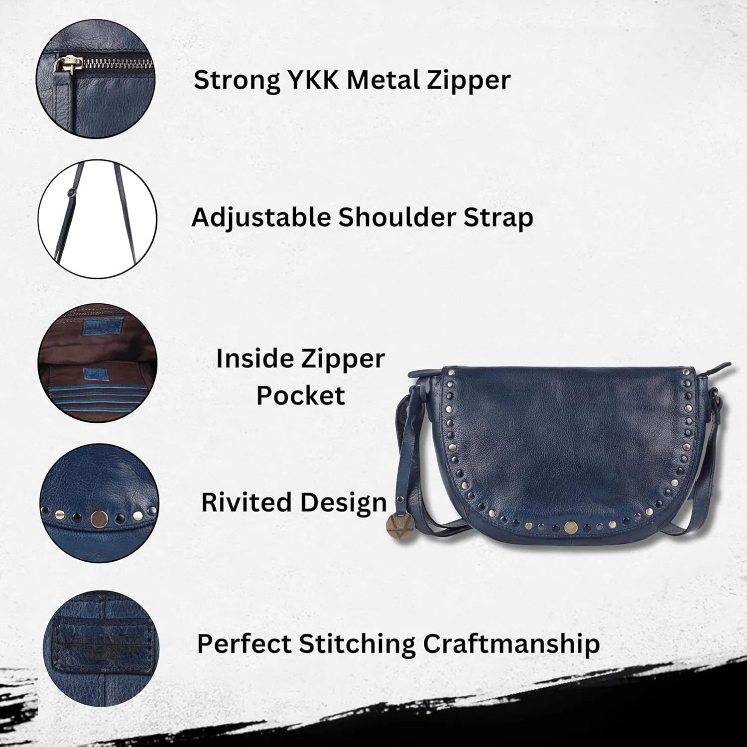 Genuine Italian Leather Boho Studded Crossbody Shoulder Bag - Stylish, Durable, & Perfect for Everyday Use for women