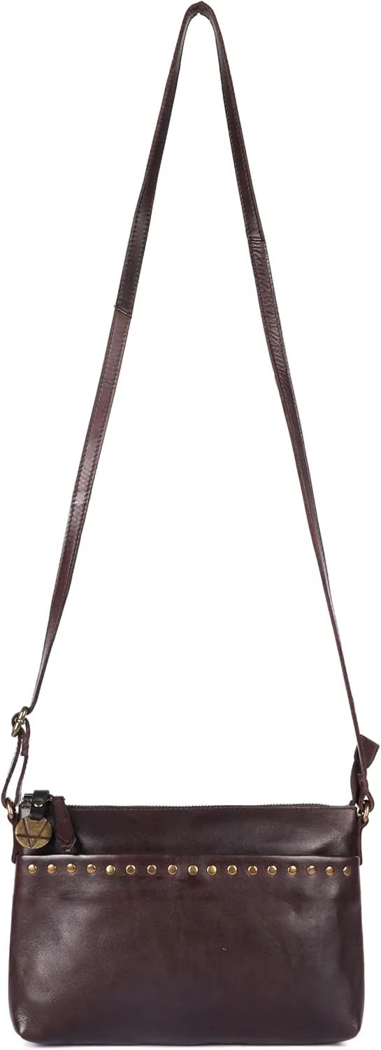 Genuine Italian Leather Boho Studded Crossbody Shoulder Bag - Stylish, Durable, & Perfect for Everyday Use for women