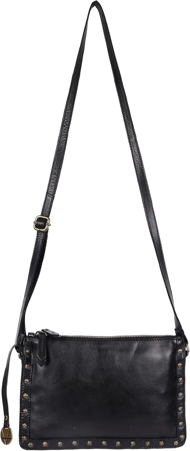 Genuine Italian Leather Boho Studded Crossbody Shoulder Bag - Stylish, Durable, & Perfect for Everyday Use for women