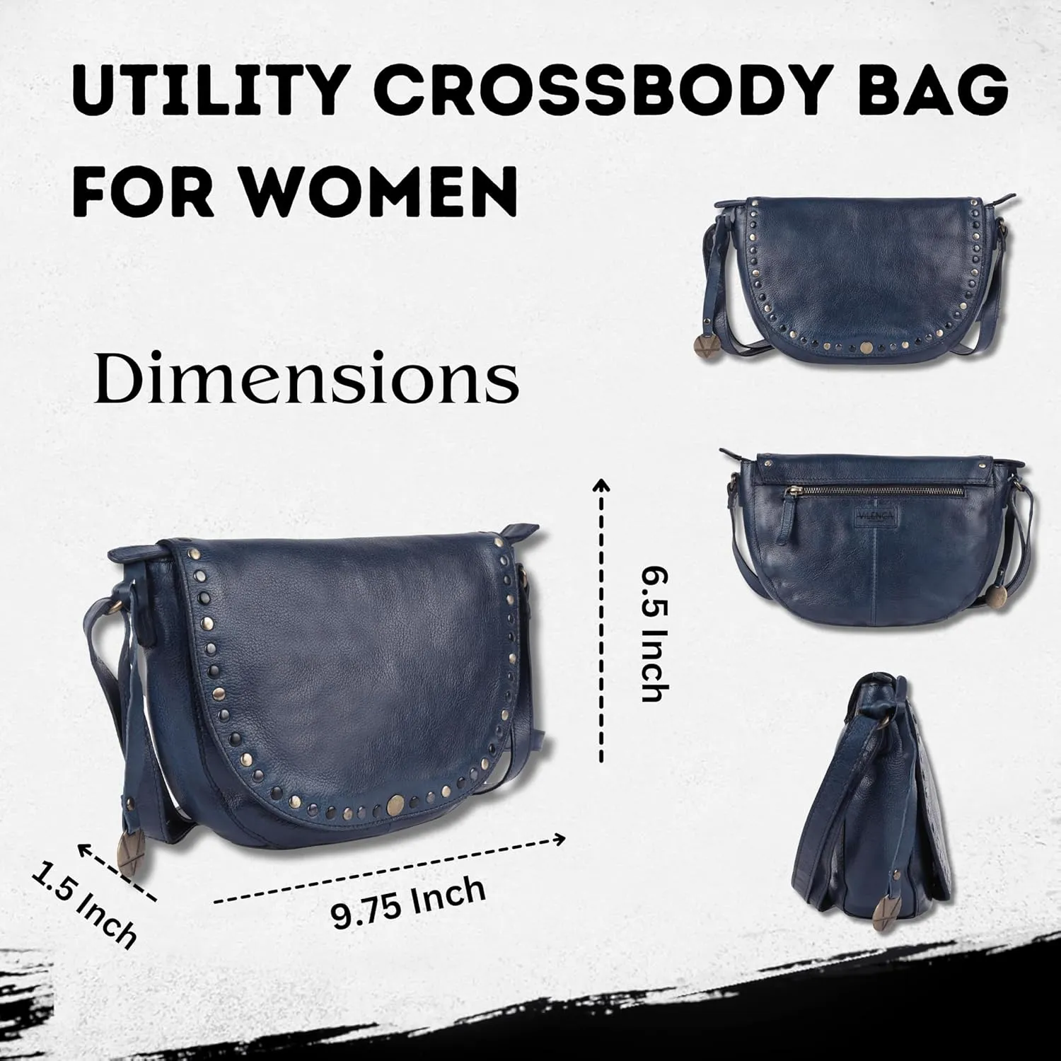 Genuine Italian Leather Boho Studded Crossbody Shoulder Bag - Stylish, Durable, & Perfect for Everyday Use for women