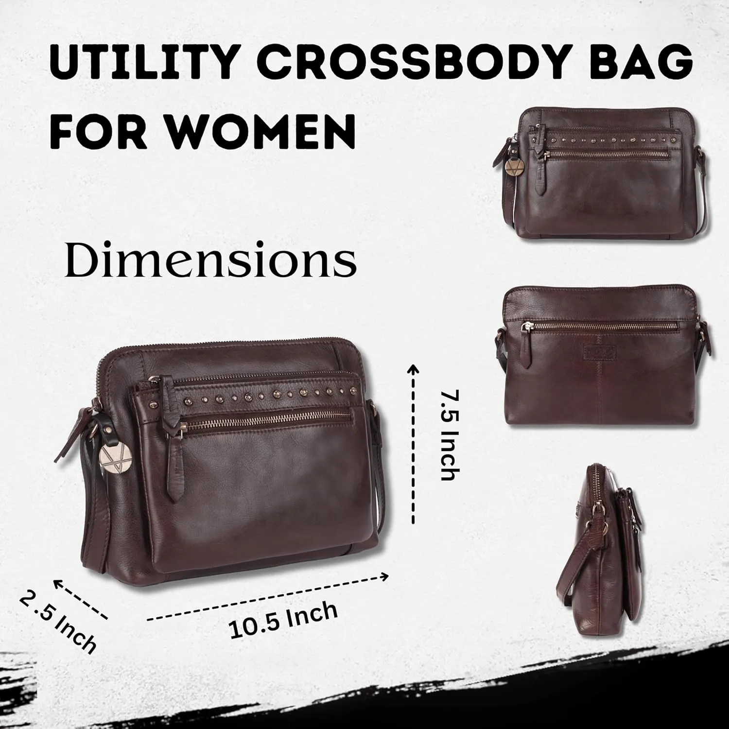 Genuine Italian Leather Boho Studded Shoulder Sling Bag - Stylish, Durable, & Perfect for Everyday Use for women