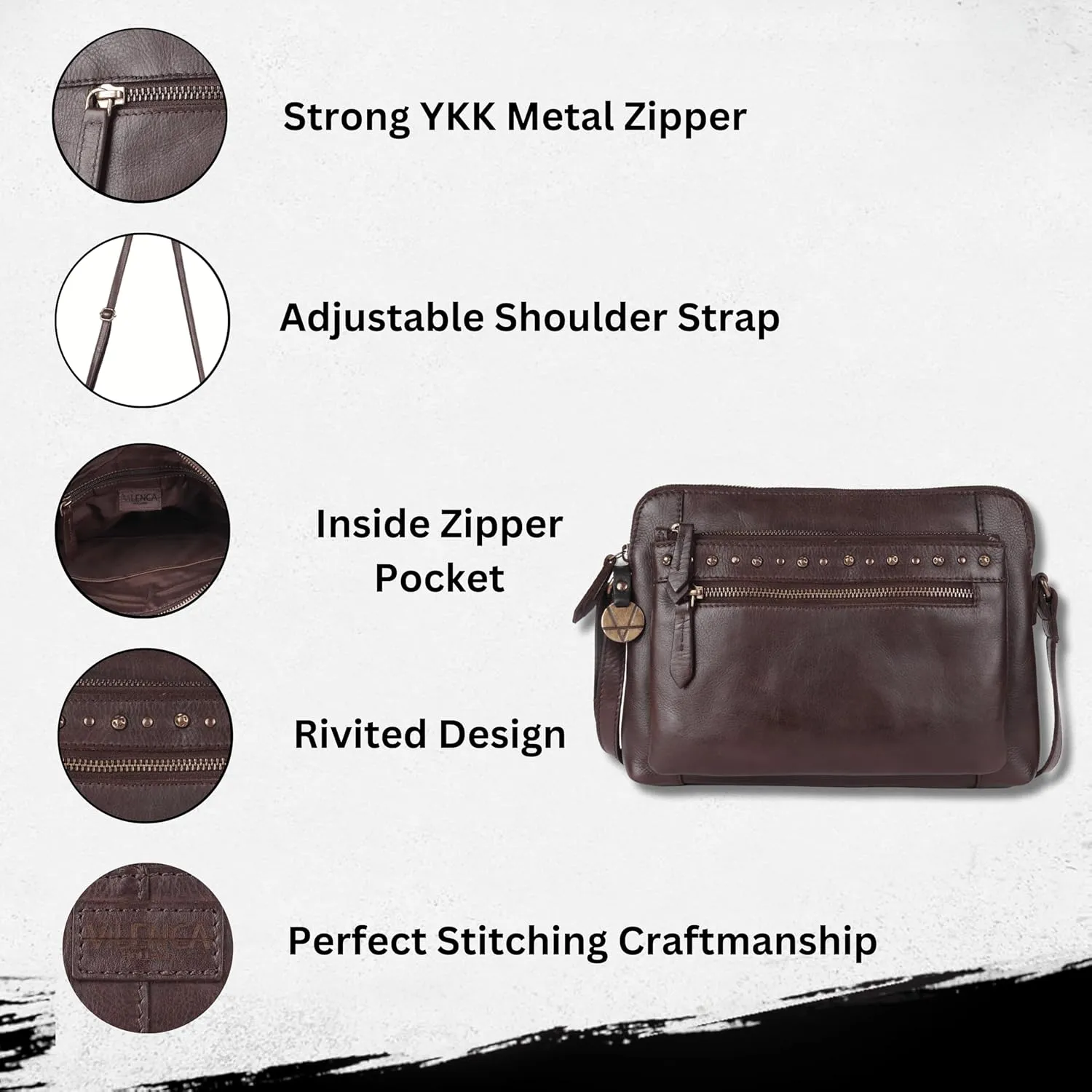 Genuine Italian Leather Boho Studded Shoulder Sling Bag - Stylish, Durable, & Perfect for Everyday Use for women