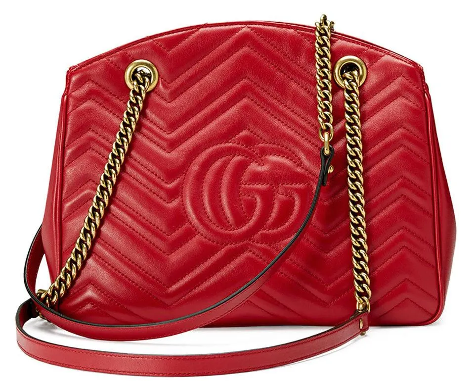 GG Marmont 2.0 Medium Quilted Shoulder Bag - (White, Red, Black)