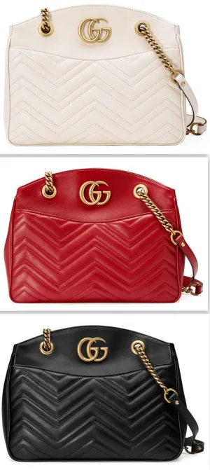 GG Marmont 2.0 Medium Quilted Shoulder Bag - (White, Red, Black)
