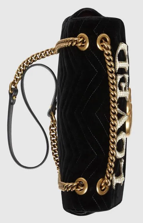 'GG' Marmont Embroidered Velvet Bag