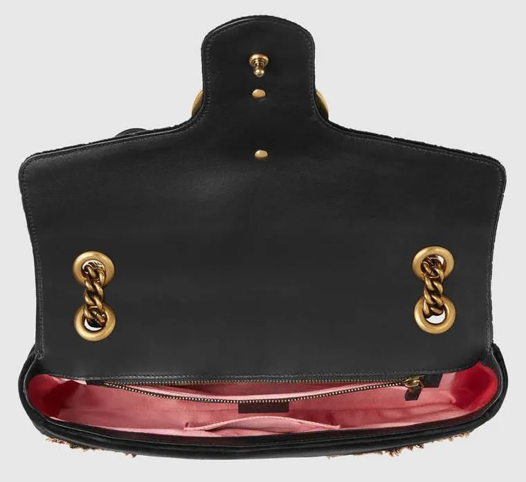'GG' Marmont Embroidered Velvet Bag