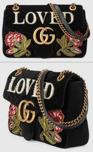 'GG' Marmont Embroidered Velvet Bag