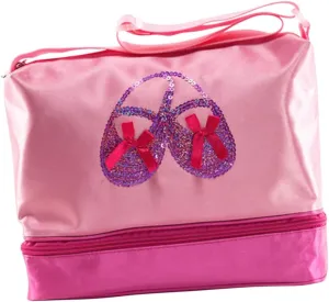 Girls Dance Bag Kids Ballet Tote Bag Sequins Embroidery Double Deck for Shoes Cross-body Shoulder Bag