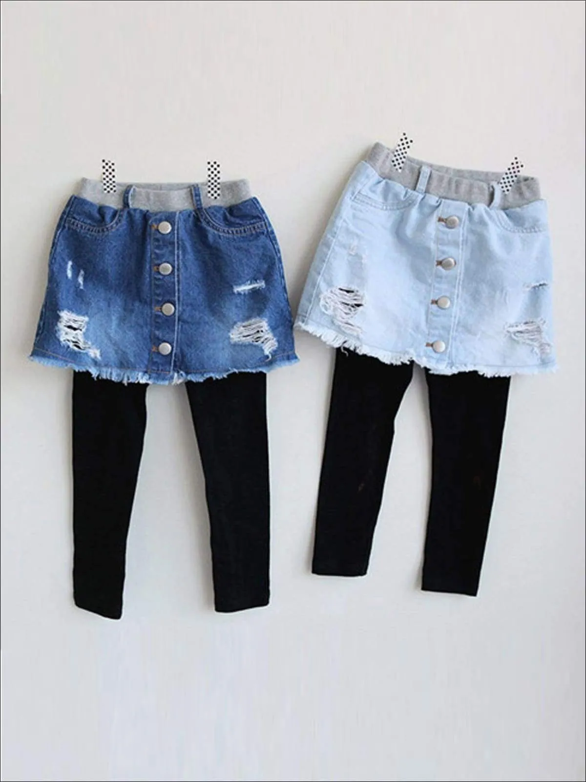 Girls Distressed Denim Skirt Pants