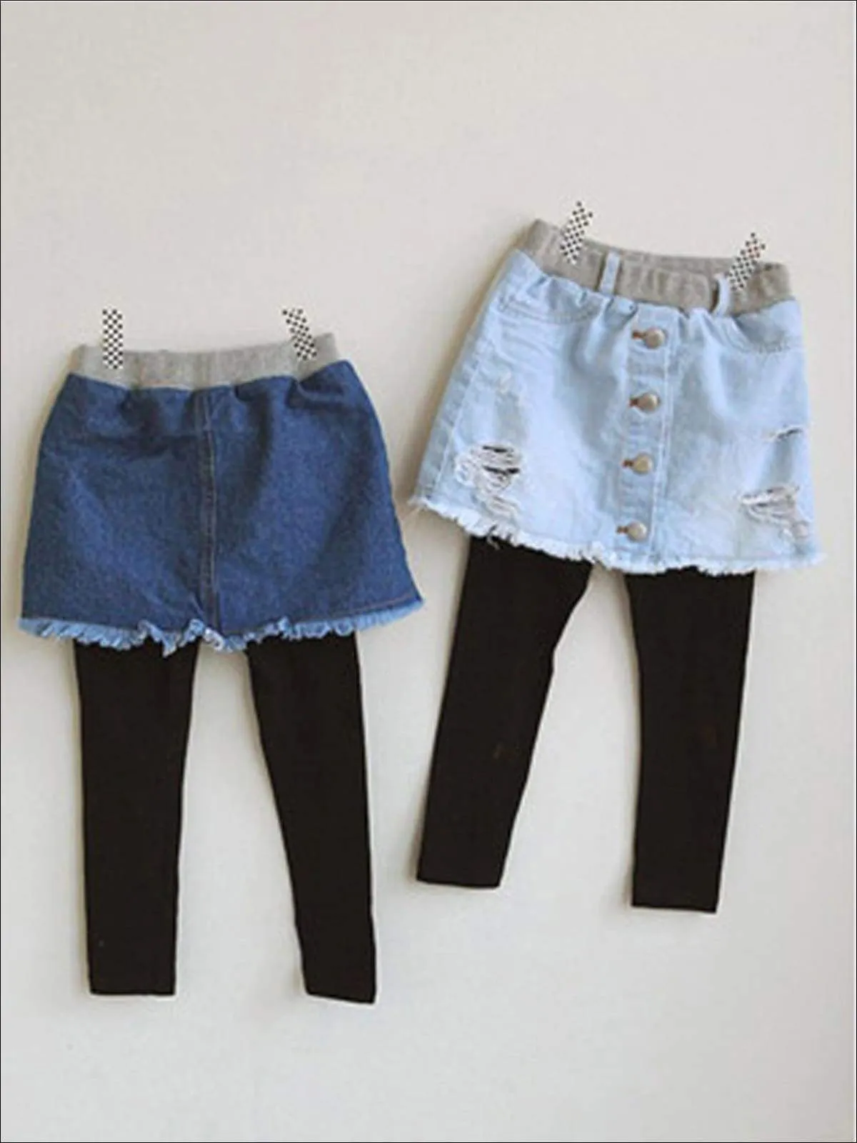 Girls Distressed Denim Skirt Pants