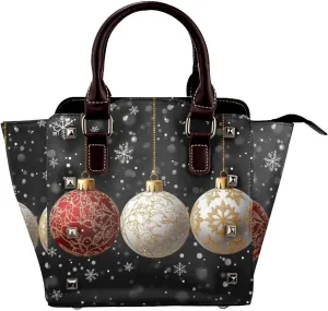 Glittering-Christmas-Ornament Pu Leather Crossbody Studded Bag, Fashionable Shoulder Handbag With Detachable Shoulder Strap