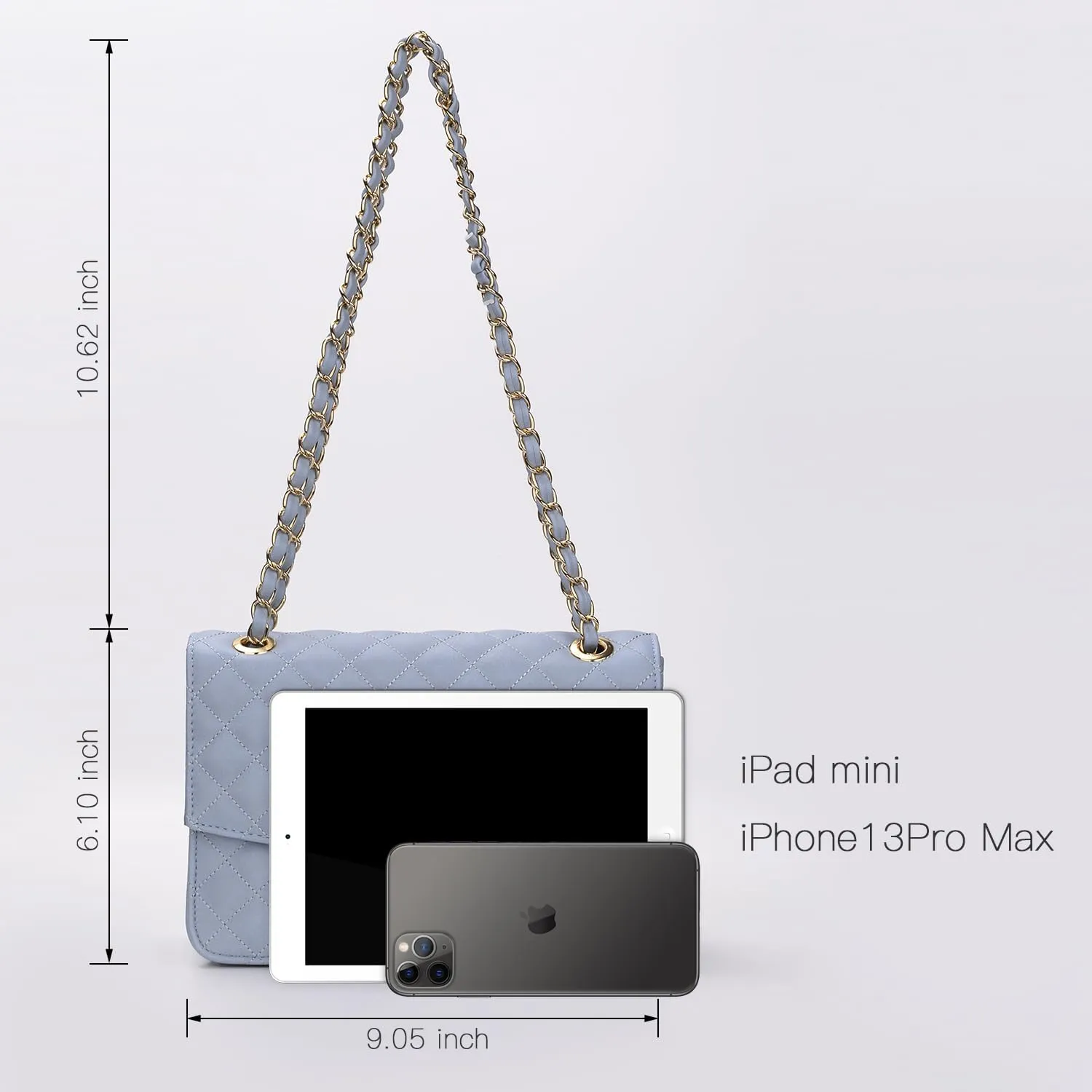 GM LIKKIE Quilted Shoulder Bag for Women, Medium Flap Crossbody Handbag with Chain Strap, Soft Vegan Leather Clutch Purse