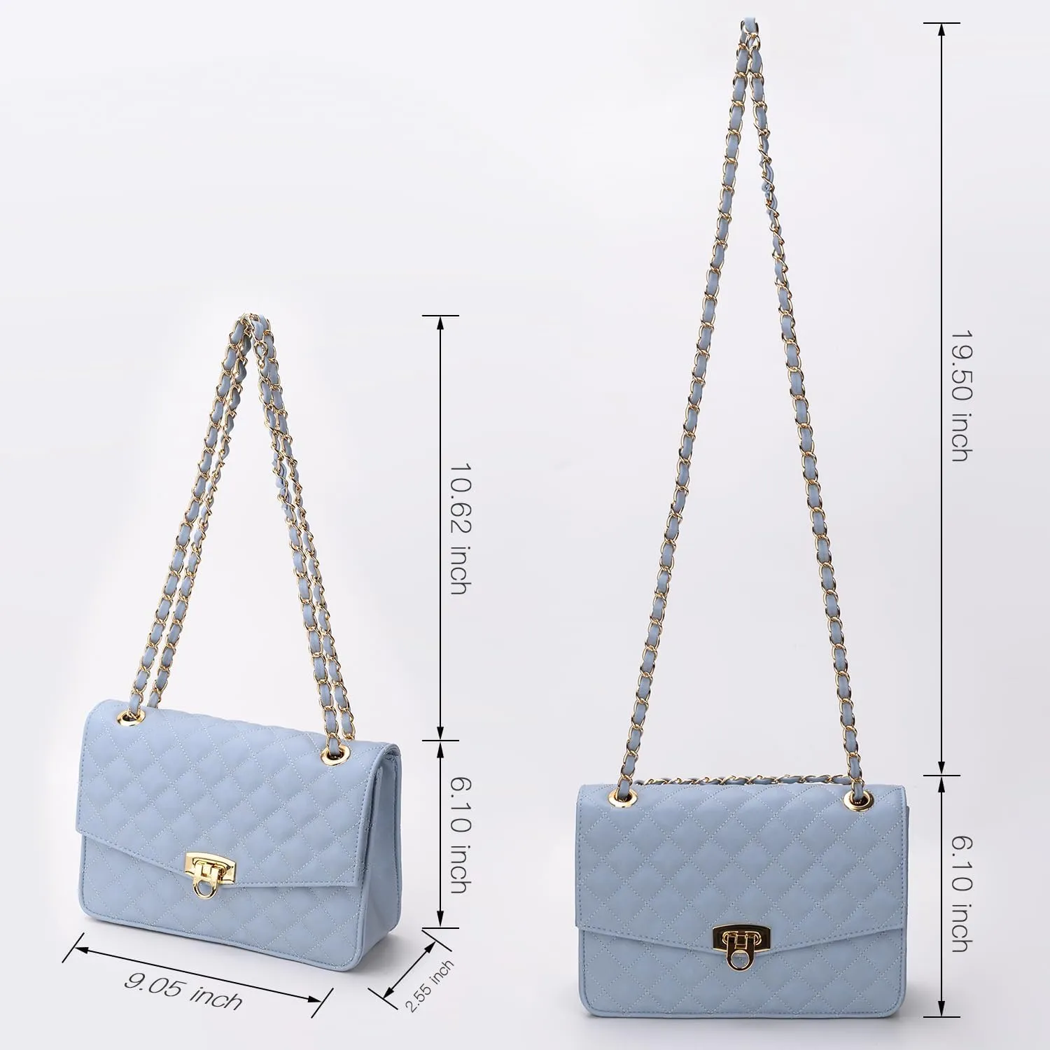 GM LIKKIE Quilted Shoulder Bag for Women, Medium Flap Crossbody Handbag with Chain Strap, Soft Vegan Leather Clutch Purse