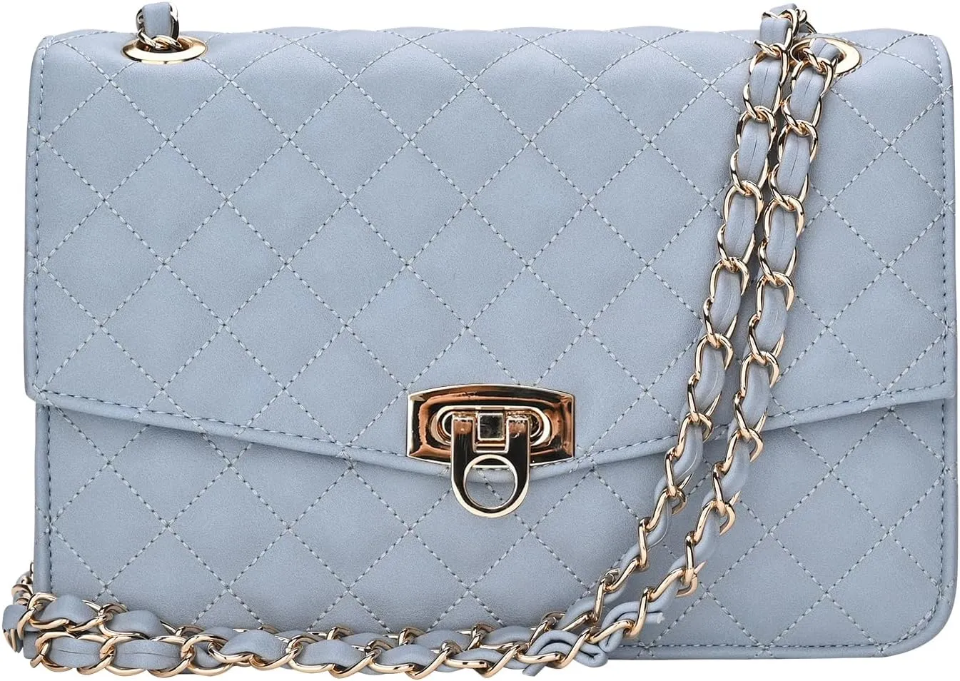 GM LIKKIE Quilted Shoulder Bag for Women, Medium Flap Crossbody Handbag with Chain Strap, Soft Vegan Leather Clutch Purse