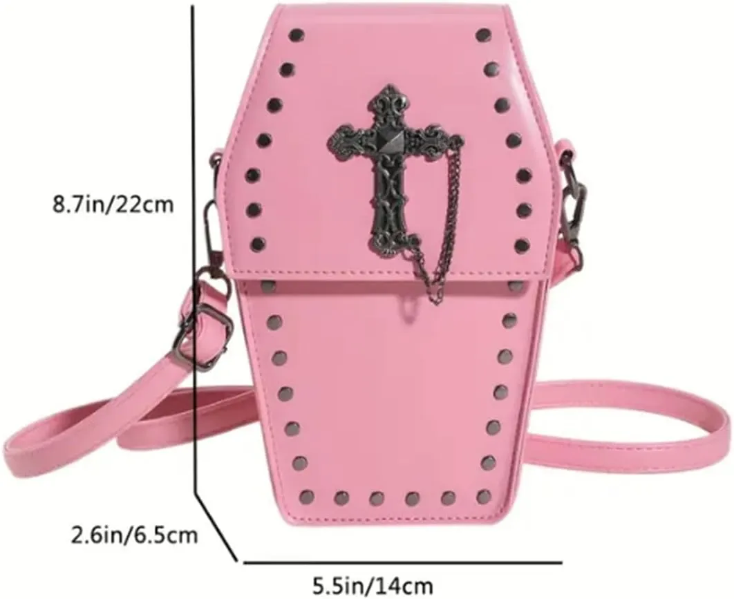 Gothic Purse Coffin Shape Crossbody Bag Mini Punk Small Bag