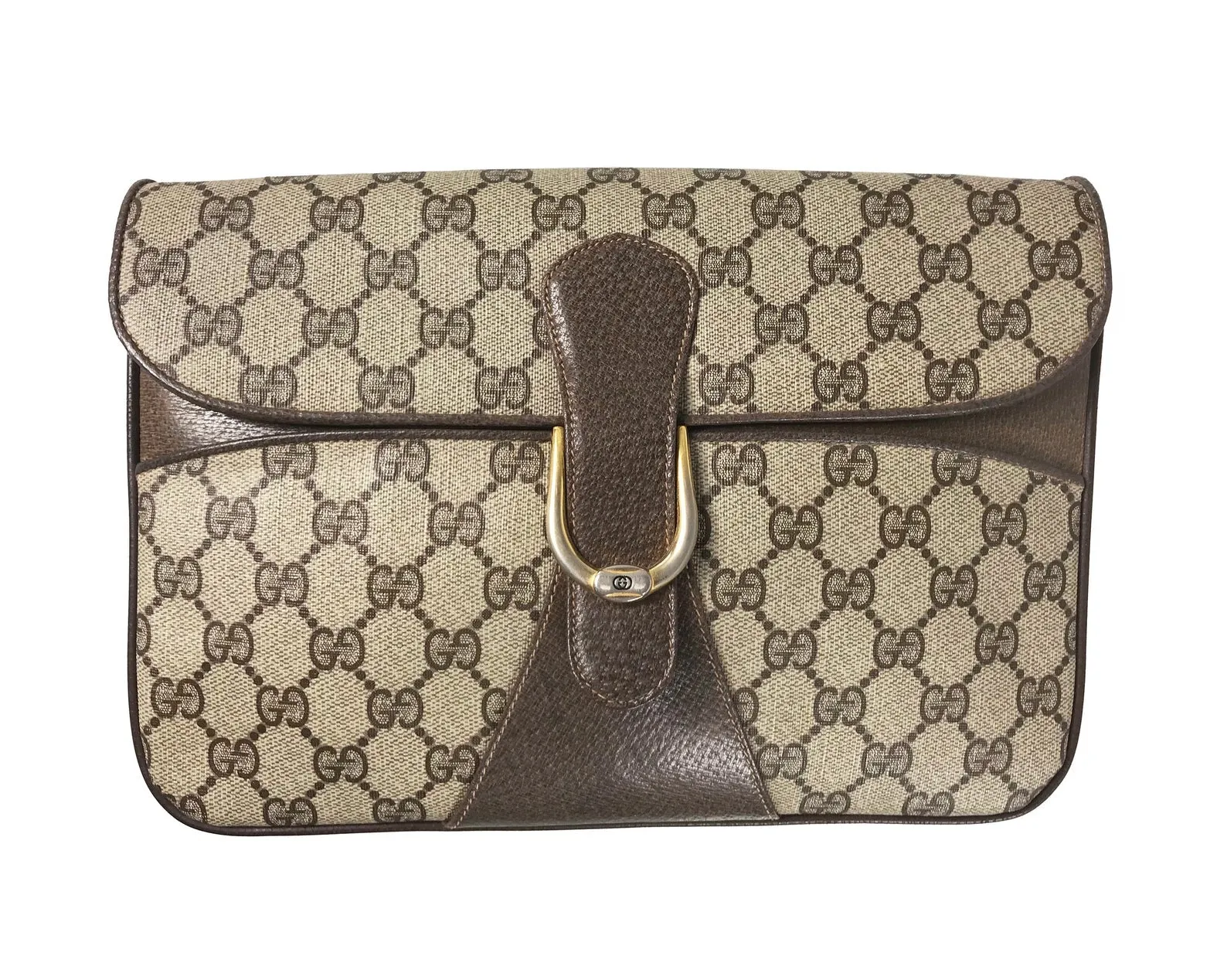 Gucci Monogram Canvas Logo Clutch Bag