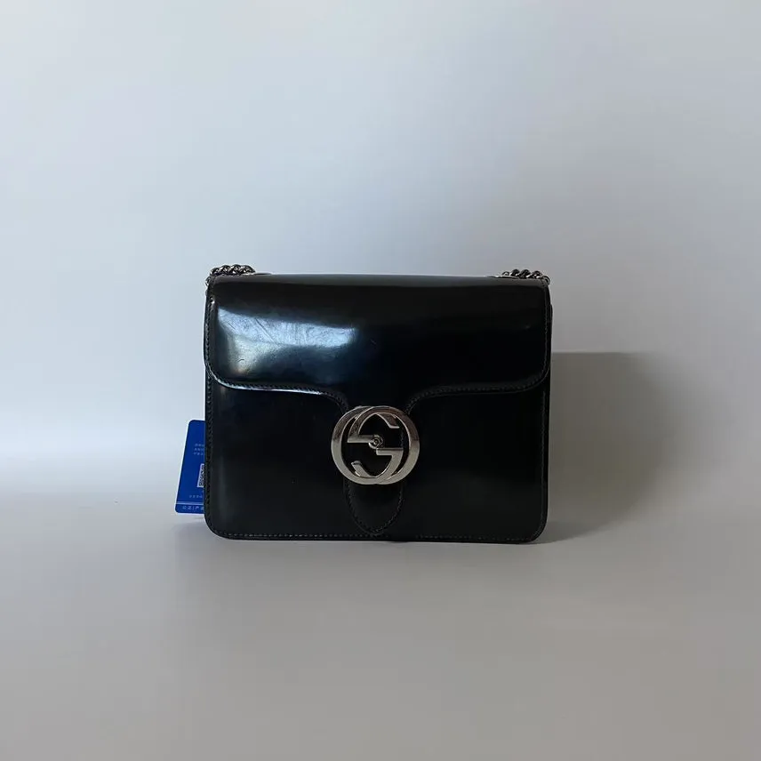 Gucci N Black Leather Shoulder Bag