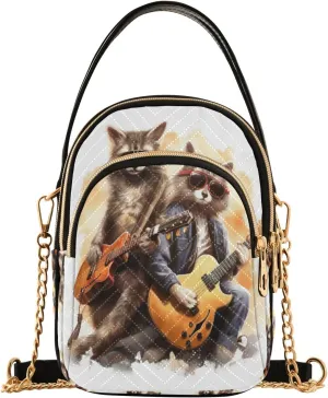 Guitar Combination Civet Cat Crossbody Handbags for Women Casual Leather Shoulder Phone Purse