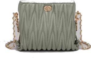 Hanbella Cross body Clutch Purses for Women & Teens - Cute Small Quilted Leather Shoulder Bag with Gold Chain for Girls