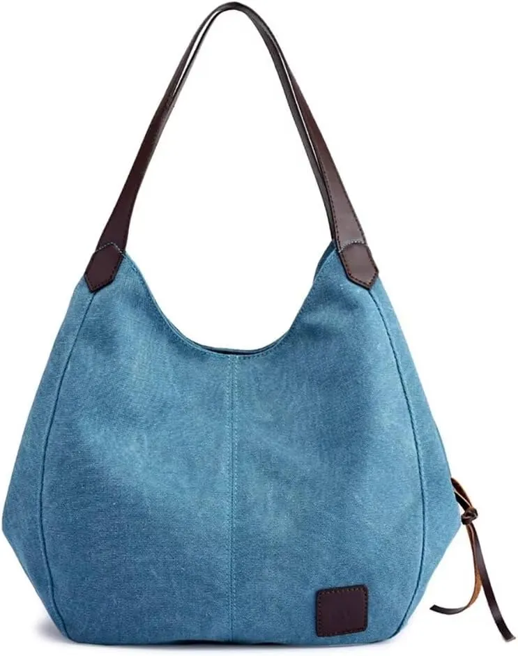 Handbag for Women Canvas Work Tote Bag Ladies Cloth Purse Casual Everyday Shoulder Bag Multi-Pocket Top Handle Handbag