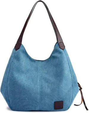 Handbag for Women Canvas Work Tote Bag Ladies Cloth Purse Casual Everyday Shoulder Bag Multi-Pocket Top Handle Handbag