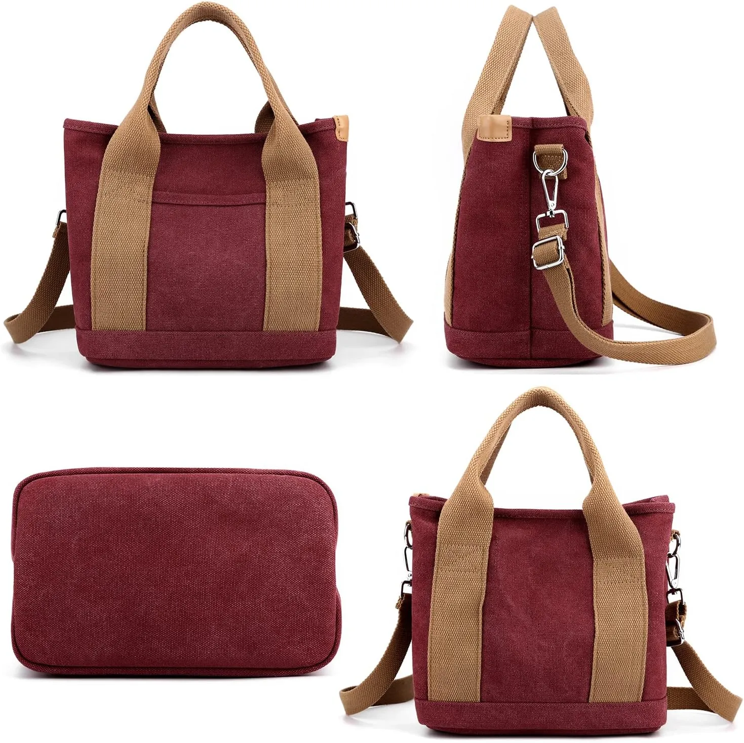 Handbag for Women Multi-Pockets, Canvas Tote Shoulder Bags with Zipper, Satchel Hobo Bag for Travel Work