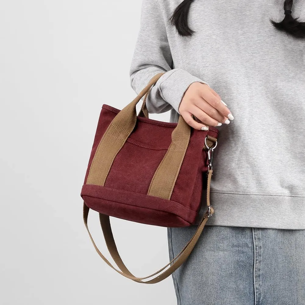 Handbag for Women Multi-Pockets, Canvas Tote Shoulder Bags with Zipper, Satchel Hobo Bag for Travel Work