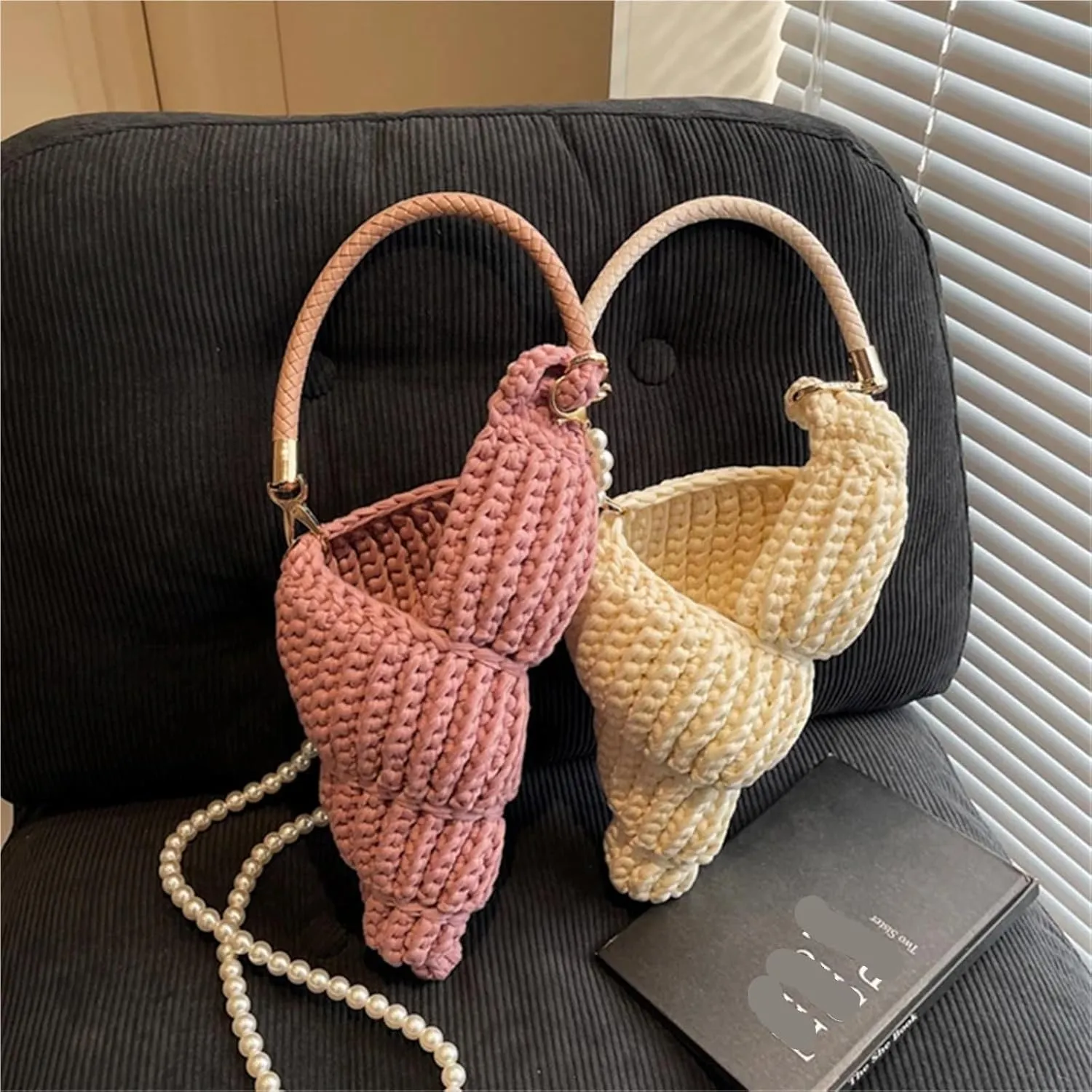 Handmade Woven Seashell Beach Shoulder Bag Handbag In Bohemian Style With Shoulder Straps And Premium Hardware