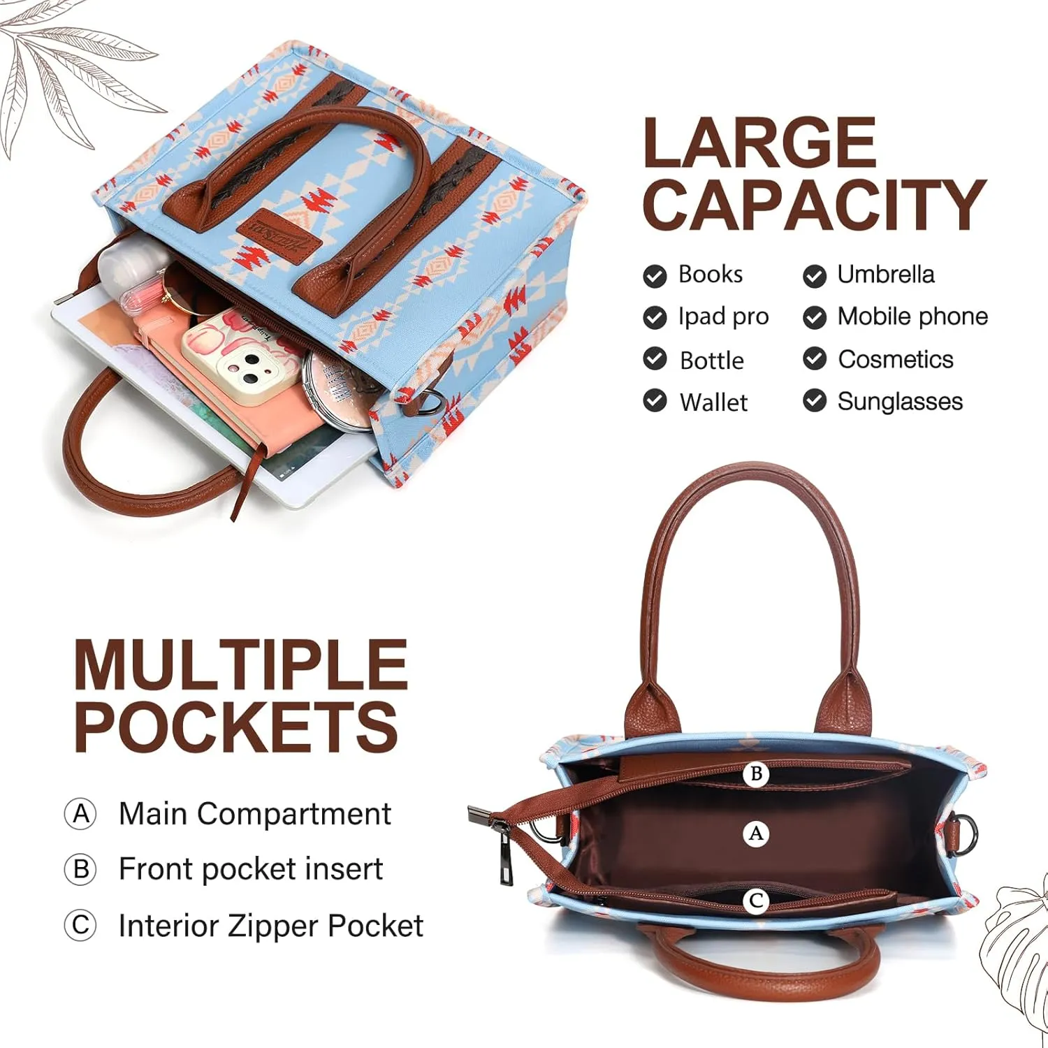 hatisan Canvas Tote Bag for Women Western Purses Shoulder Boho Bag Crossbody Bag Handbags Wallet