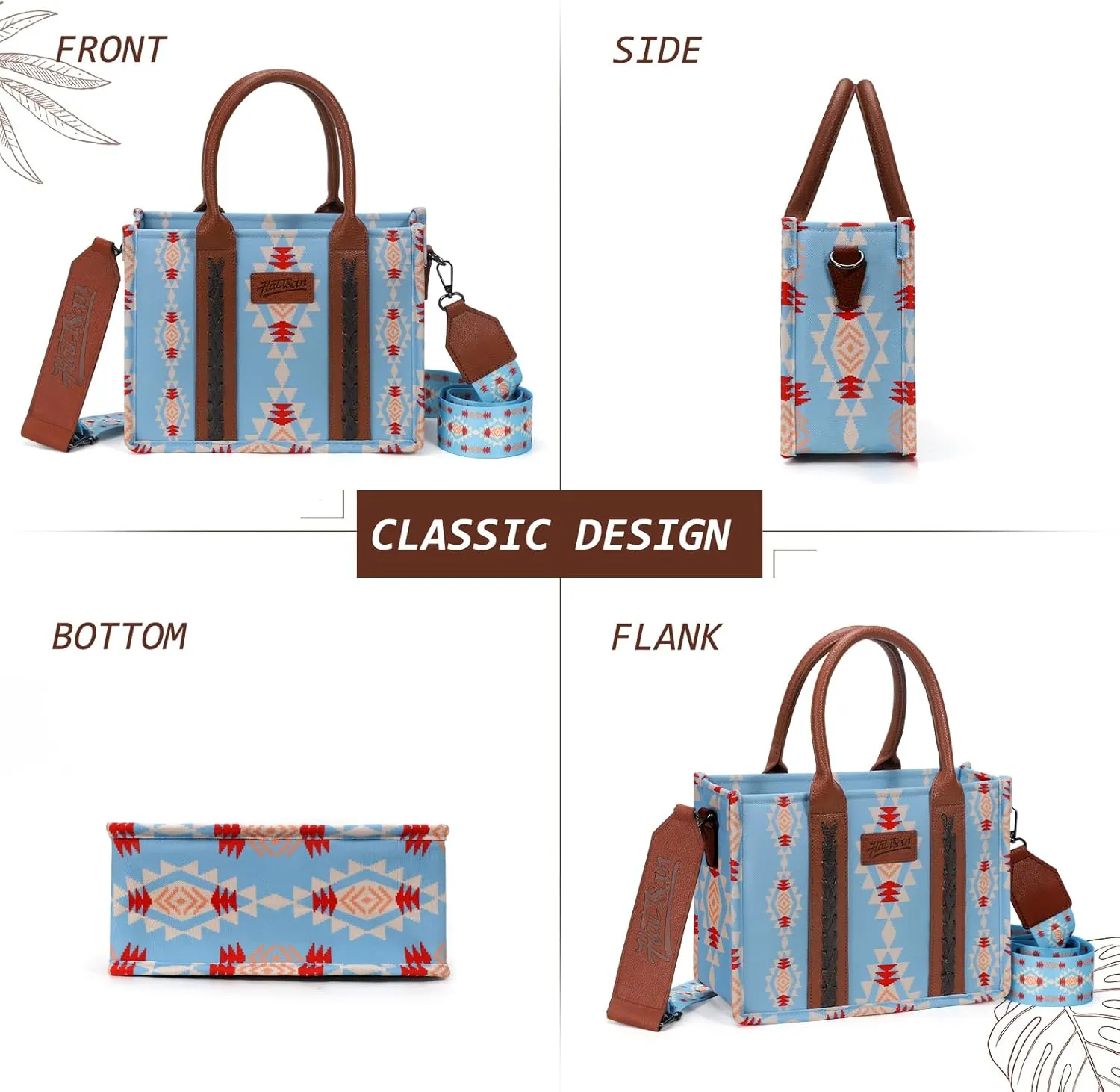 hatisan Canvas Tote Bag for Women Western Purses Shoulder Boho Bag Crossbody Bag Handbags Wallet