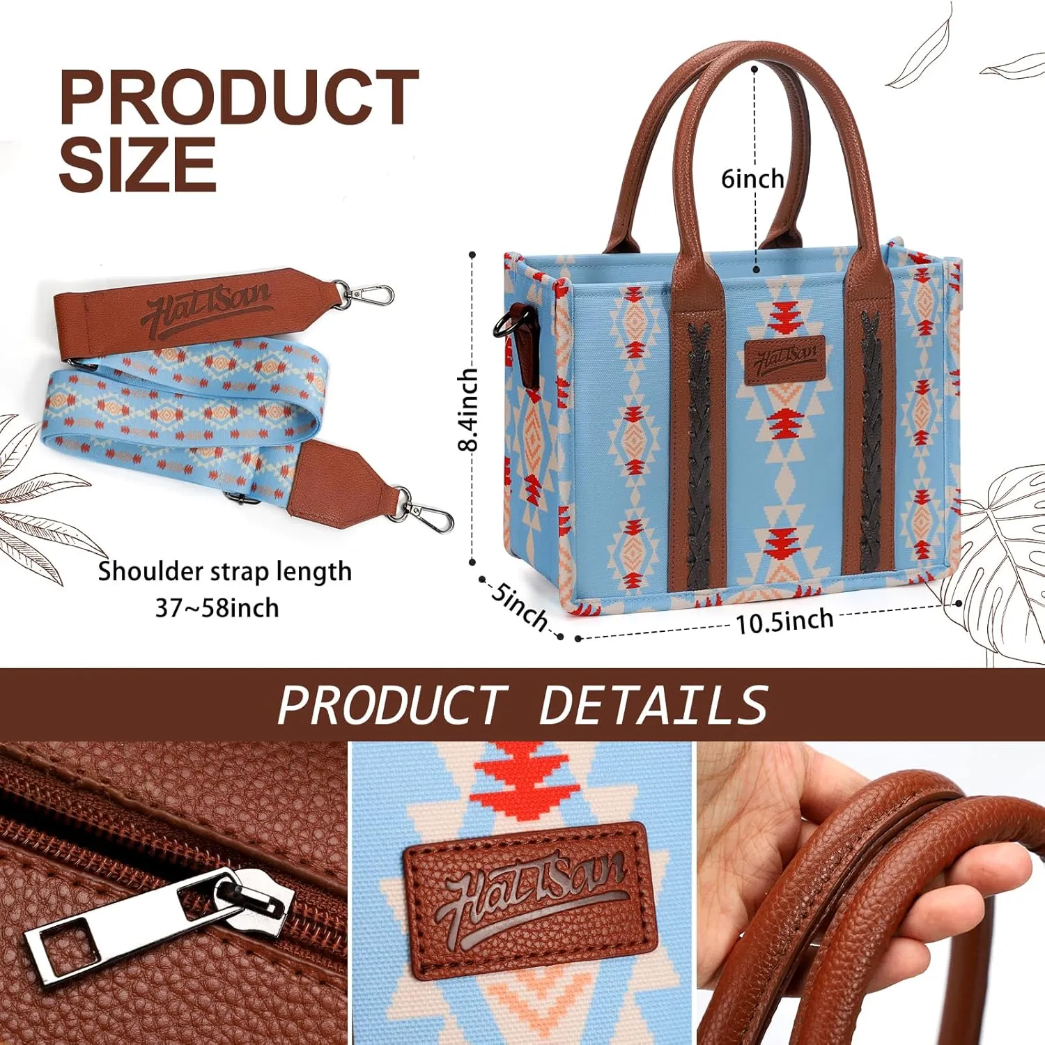 hatisan Canvas Tote Bag for Women Western Purses Shoulder Boho Bag Crossbody Bag Handbags Wallet