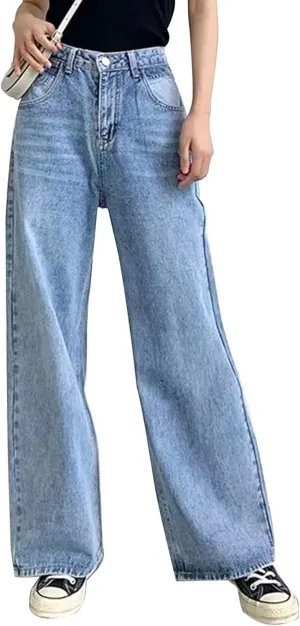 HDLTE Women Ripped Boyfriends Jeans Distressed High Waist Baggy Denim Pants Wide Leg Straight Trousers Y2k Streetwear Pants…