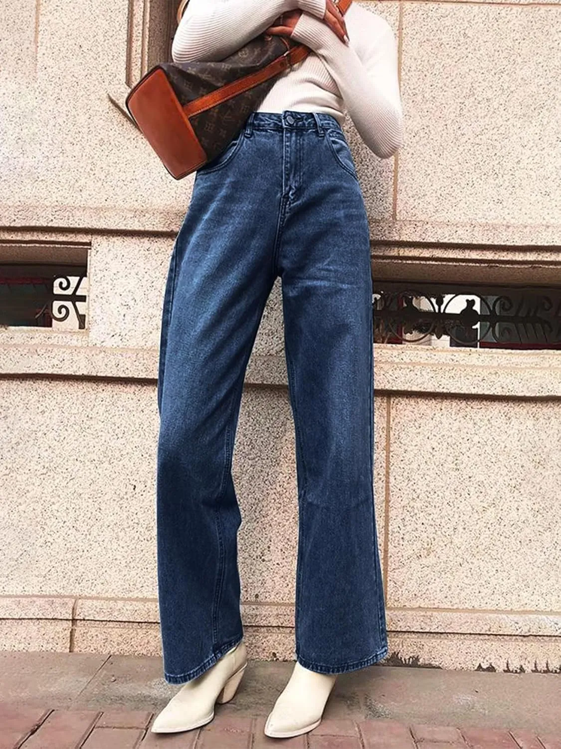 HDLTE Women Ripped Boyfriends Jeans Distressed High Waist Baggy Denim Pants Wide Leg Straight Trousers Y2k Streetwear Pants…