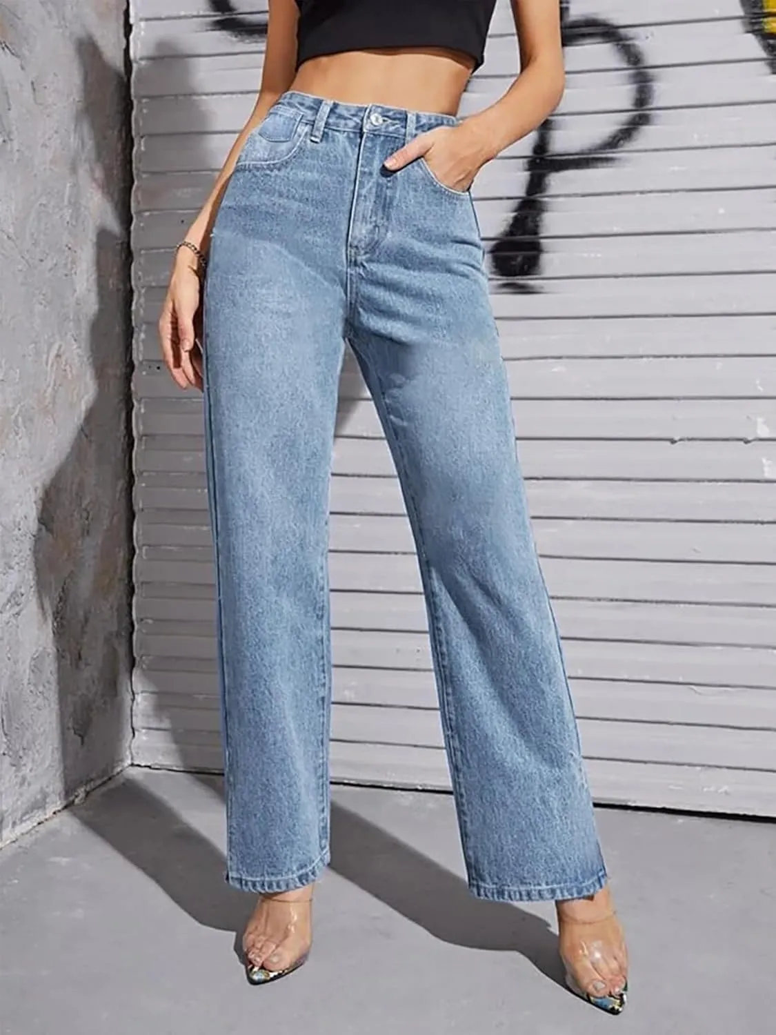 HDLTE Women Ripped Boyfriends Jeans Distressed High Waist Baggy Denim Pants Wide Leg Straight Trousers Y2k Streetwear Pants…