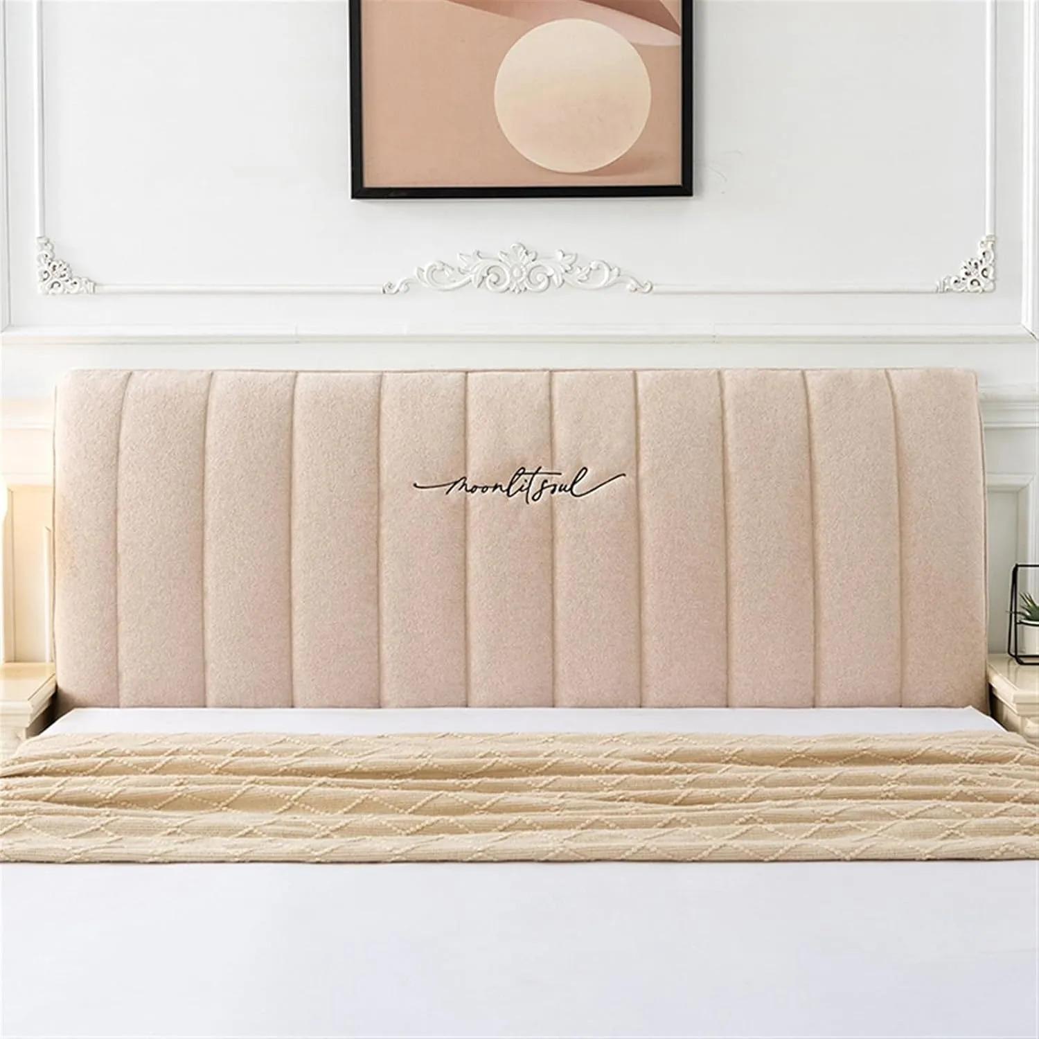 Headboard Slipcover for Twin Queen California King Size Beds, Bed Headboard Cover Protector Padded Velvet Dustproof Quilted Bed Head Covers, Navy Blue, Queen:150cm/59in