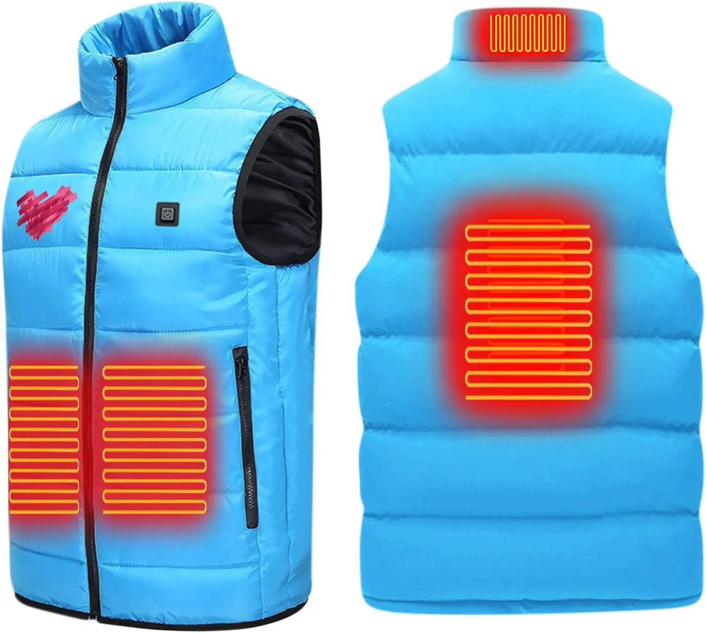Heated Vest for Men Women with Hooded USB Charging Temperature 4 Heated Zone Winter Heated Coat