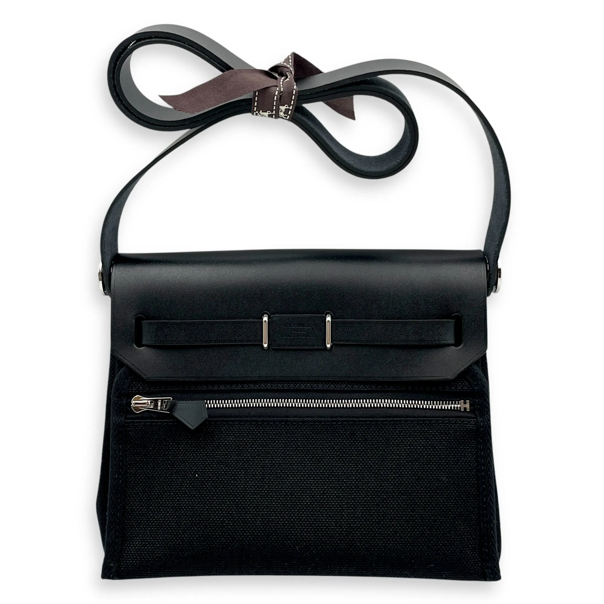 Herbag Mini Black in Vache Hunter/Toile, Palladium hardware
