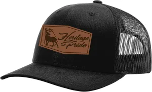 Heritage Pride Laser Engraved Leather Patch Georgia Cotton Boll Southern Men's Mesh Back Trucker Hat