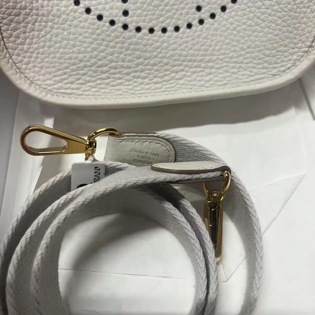 Hermès Mini Evelyne Gris Pale Leather Crossbody Bag - Brand New Full Set