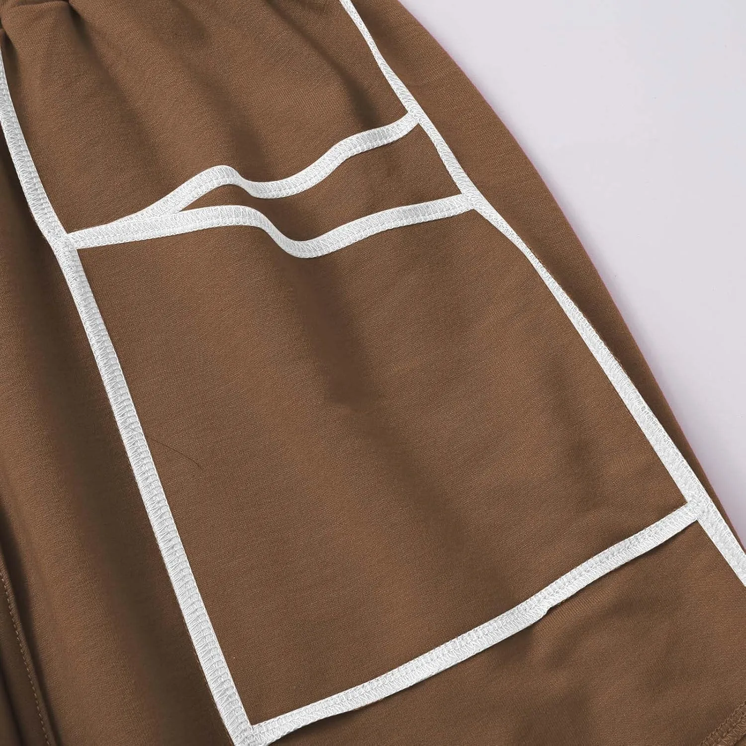HGps8w Women's Summer Trendy Striped Loose Palazzo Pants Wide Leg Elastic Waist Sweatpants Lounge Trousers with Pockets