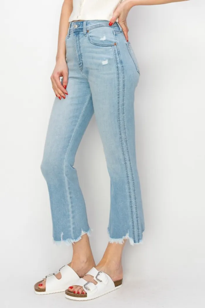 High Rise Crop Flare Jeans