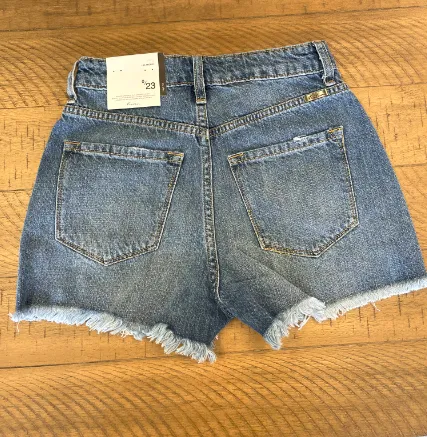 High Rise Distressed Demin Shorts- Medium Wash