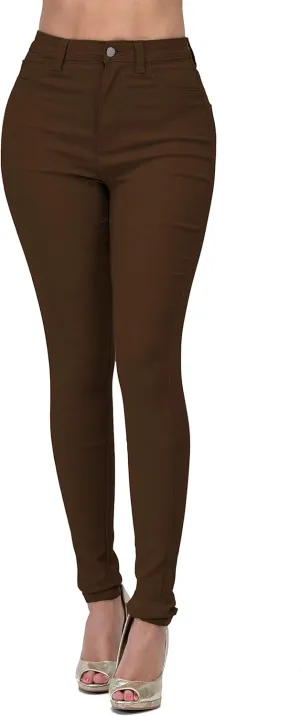 High Waisted-Rise Colored Stretch Skinny Destroyed Ripped Distressed Jeans for Women Olive Mustard RED