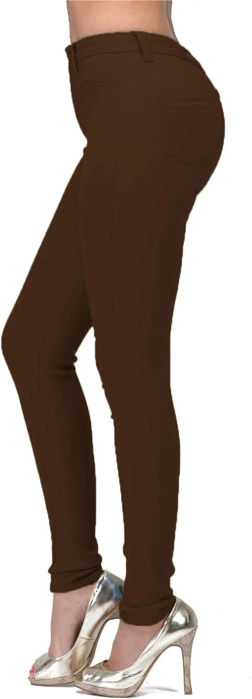High Waisted-Rise Colored Stretch Skinny Destroyed Ripped Distressed Jeans for Women Olive Mustard RED