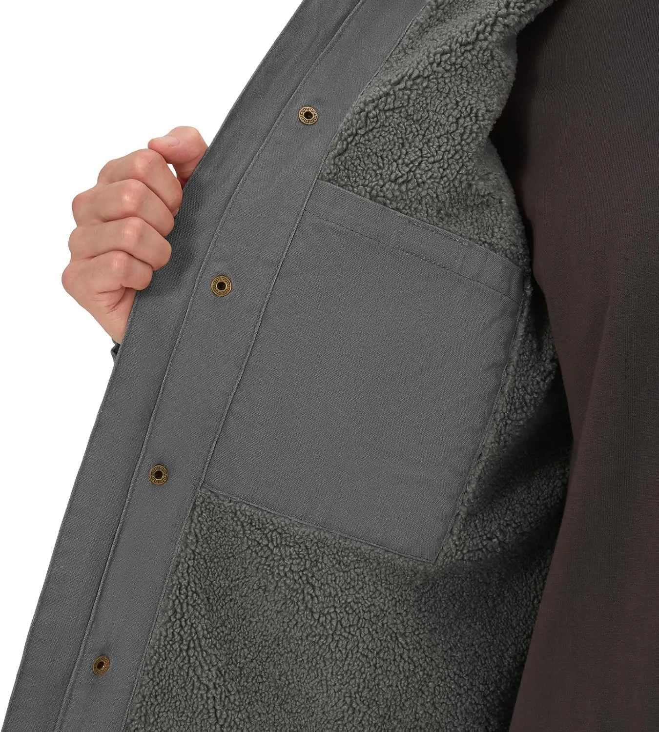 HISEA Men's Duck Sherpa-Lined Jacket Relaxed Fit Mens Winter Insulated Canvas Hooded Work Utility Jacket with Pockets
