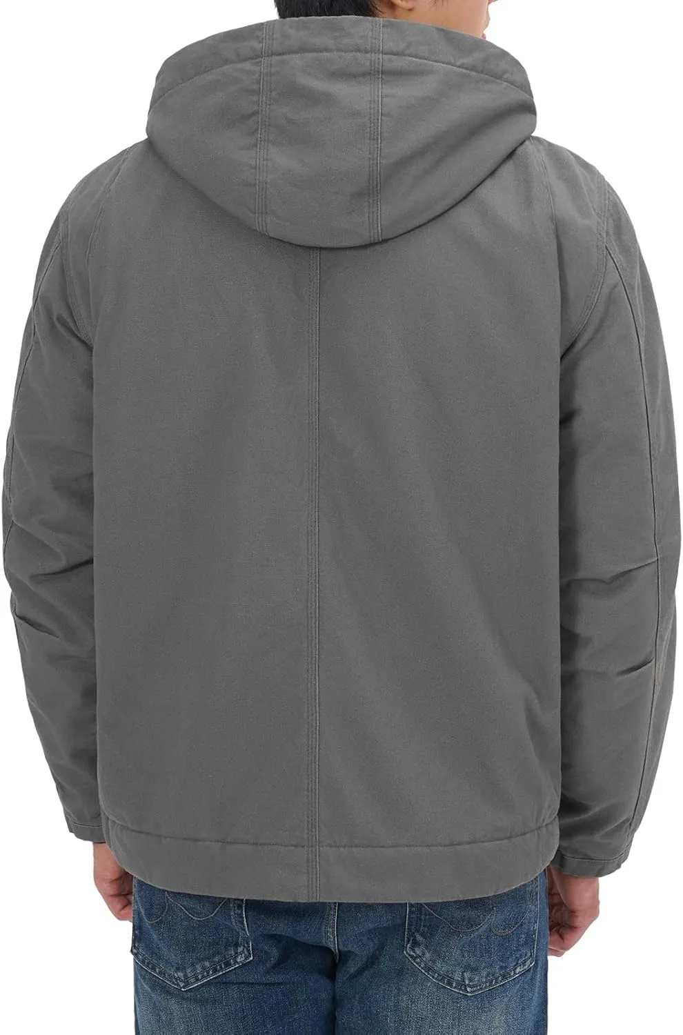 HISEA Men's Duck Sherpa-Lined Jacket Relaxed Fit Mens Winter Insulated Canvas Hooded Work Utility Jacket with Pockets