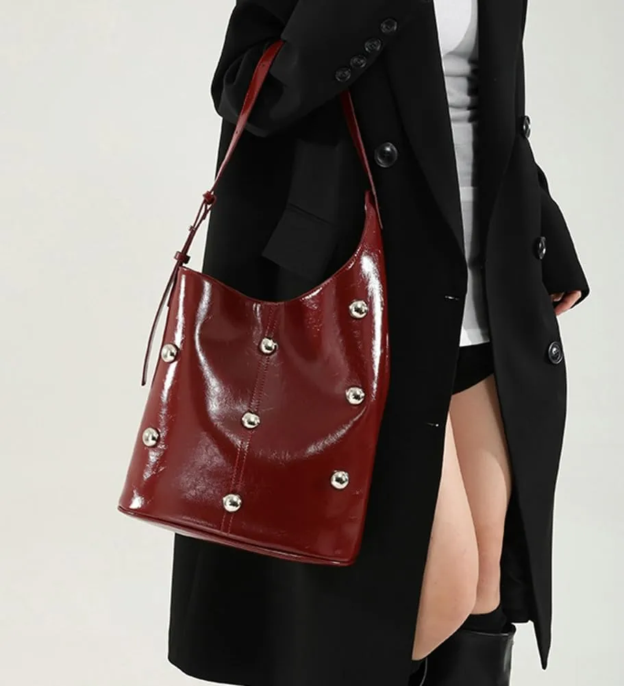 Hobo Bags for Women Studded Purse Y2k Purse Punk Purse Large Commuter Tote Purses for Women Trendy Winter Purse Shoulder Bag