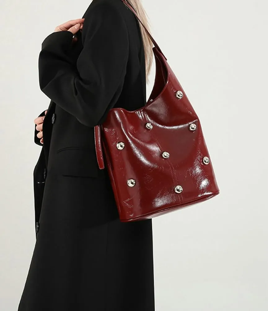 Hobo Bags for Women Studded Purse Y2k Purse Punk Purse Large Commuter Tote Purses for Women Trendy Winter Purse Shoulder Bag